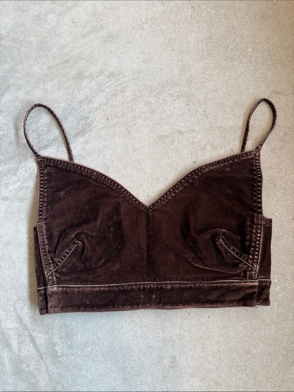 Loewe Chocolate Brown Velvet Crop Cami Top - Classic Strappy Style